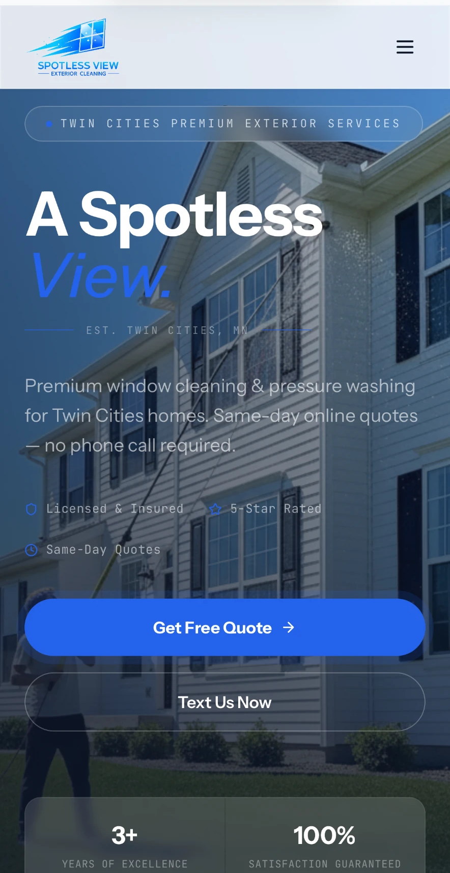 The spotlessview.us homepage shown on a phone