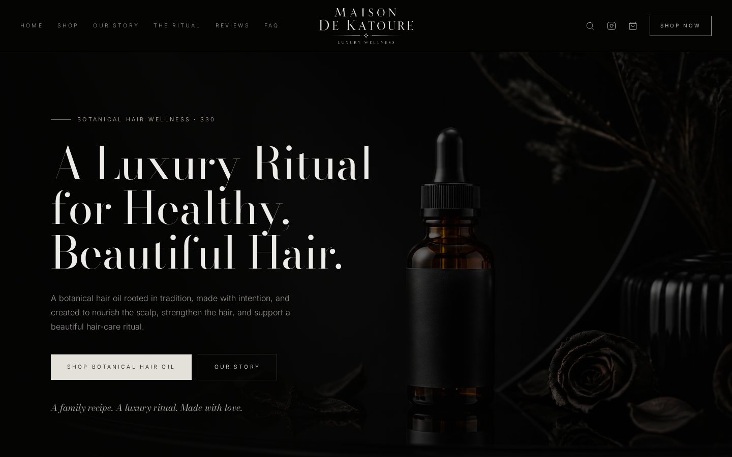Homepage of the Maison de Katoure Bloom website