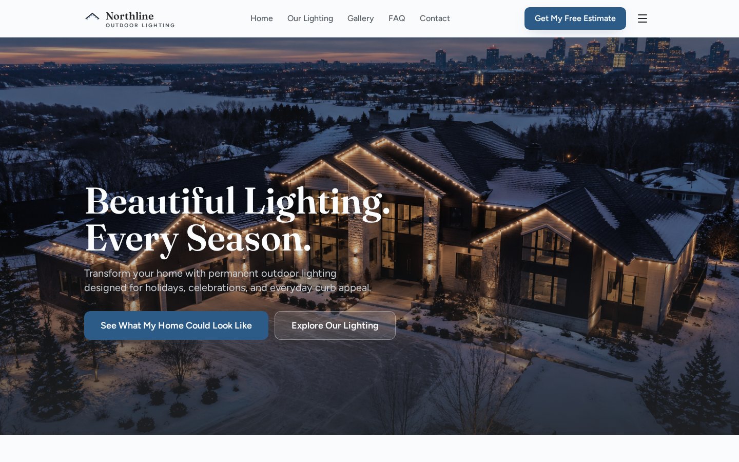 Homepage of the Northline Outdoor Lighting website